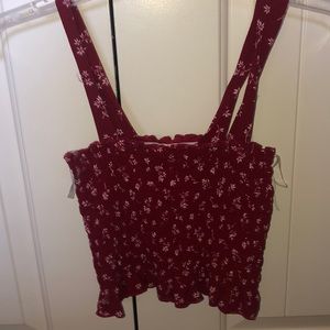 LA Hearts red floral crop top.